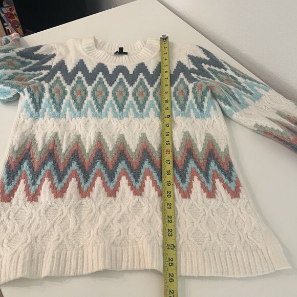 Talbots Zig-Zag Fair Isle Crewneck Pullover Sweater Long Sleeve Size LP - Picture 6 of 7